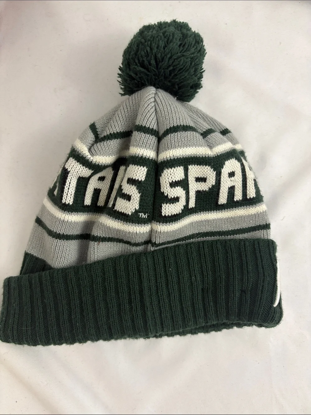 New Era Michigan State Spartans Knit Hat with Pom Fleece Lined Green One Size
